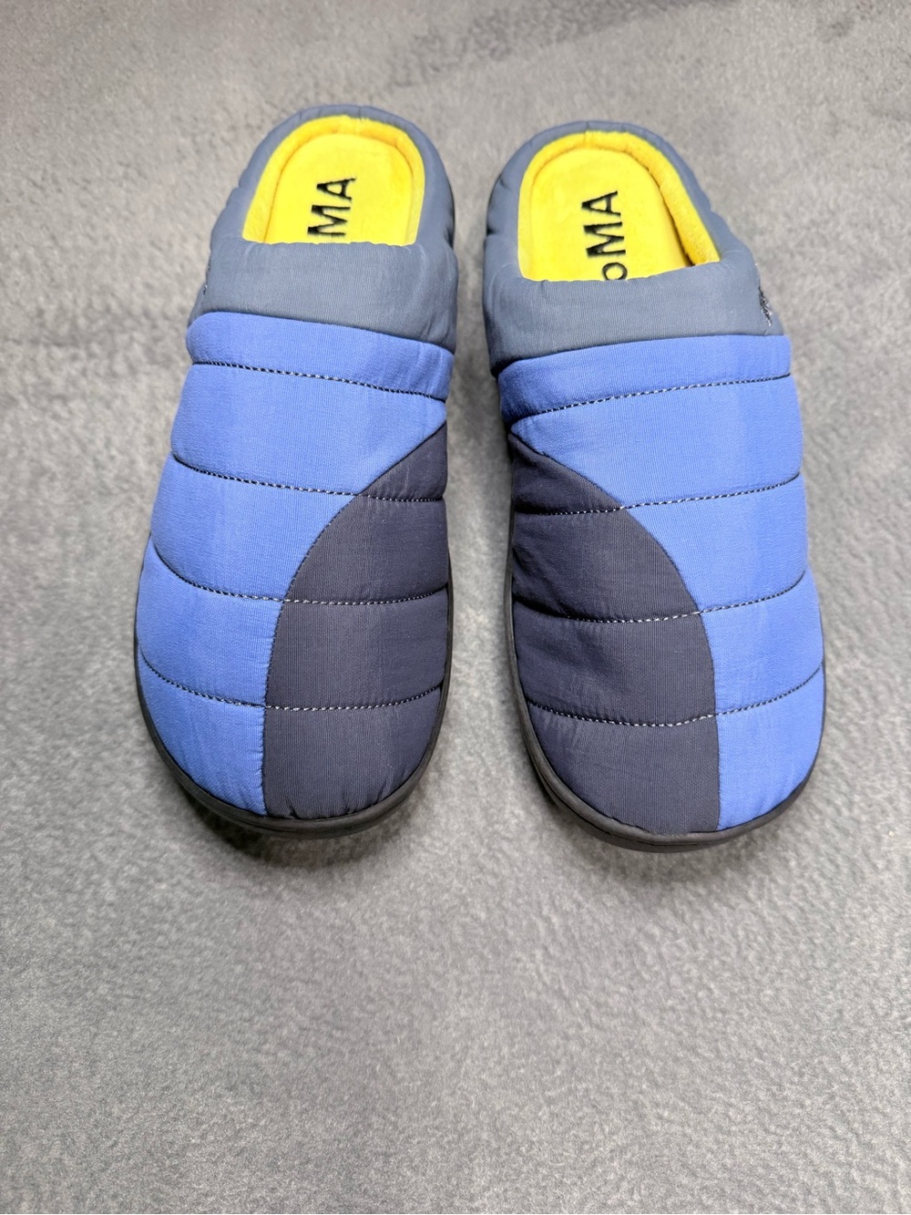 Moma Quilted Slip-On Loafers in Blue, Gray and Yellow